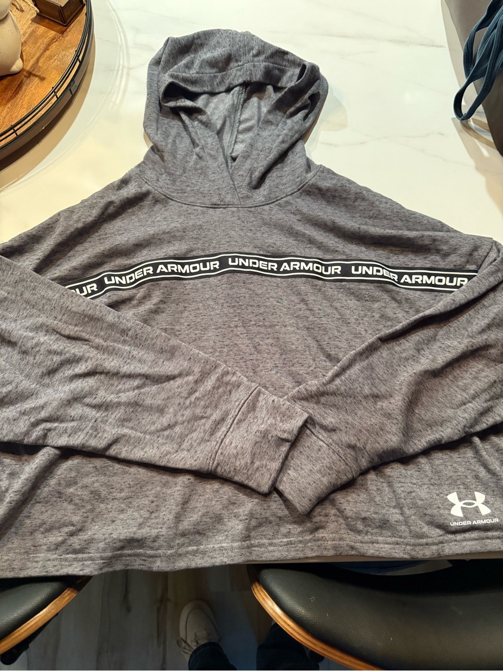 Under Armour Heather Gray Hooded Sweatshirt with Branded Tape